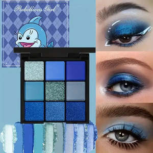 High Quality 9-Color Single <b>Eye</b> <b>Shadow</b> Palette Waterproof Cruelty-Free Vegan Luminous Matte Finish Mineral Paper Blue Toned - Product Image 2