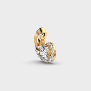 Collar de lujo con colgante de luna en oro amarillo con diamante de corte brillante redondo en engaste de canal, cadena de eslabones para mujer, joyería. - Product Image 3