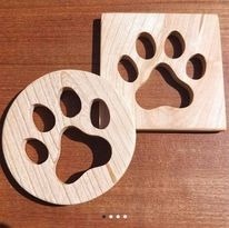 Posavasos de madera clásicos de diseño simple con estampado de pata Manteles y almohadillas personalizados - Product Image 4