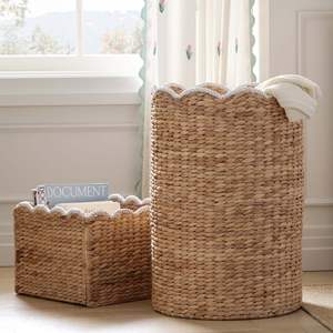 New Collection Elegant Design Water Hyacinth Scallop <b>Storage</b> <b>Basket</b> for Kid Made in Vietnam with High Quality - Product Image 2