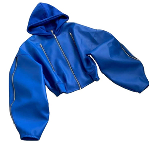 Ropa de calle Moda Sudadera con capucha recortada de gran tamaño Abrigo con logotipo personalizado Manga enorme Sudaderas con cremallera de gran tamaño - Product Image 5