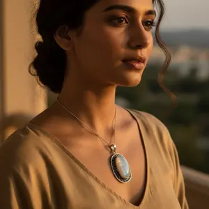 จี้เงินแท้ 925 ประดับมูนสโตน สำหรับผู้หญิง เครื่องประดับคริสตัลหรูหรา ของขวัญ จี้และชาร์มคริสตัลสุดหรู - Product Image 1