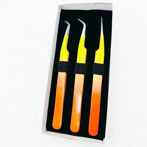 Pinzas de pestañas de dos tonos de Color personalizado, agarre de diamante de acero inoxidable sólido profesional de etiqueta privada, pestañas probadas a mano - Product Image 6