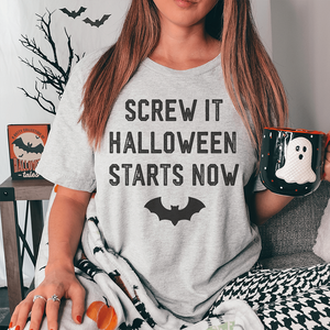 Camiseta Ajustada para Mujer con Estampado 'Screw It Halloween Starts Now', de Algodón Transpirable, Disponible en Tallas XS, S, M, L, XL, XXL - Product Image 1