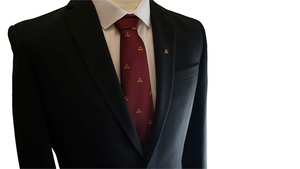 Logo maçonnique personnalisé de luxe Cravates tissées à rayures noires et bleues Cravate de marque privée ronpex - Product Image 6