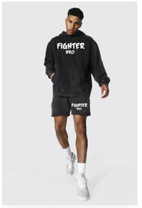 Chándales de gimnasio personalizados informales de manga corta Conjunto de algodón 100% de dos piezas de gran tamaño personalizado Pantalones cortos y camisetas para hombres - Product Image 4