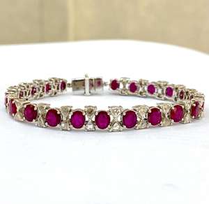 Rare Rubis Magnifique Tennis Bracelet Véritable Pierres Précieuses Rouge Bijou Pièce Pour Les Femmes De Luxe Déclaration Cadeau Haut De Gamme Usage Quotidien Mode - Product Image 3