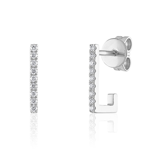 Boucles d'oreilles créoles géométriques en diamant - Product Image 1