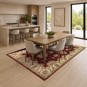 Tapis de salon chenille antidérapant imprimé numériquement, style moderne et vintage, rouge bordeaux, lavable en machine, vente en gros RUGS DEPOT LXDP-0881 - Product Image 4
