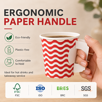 Vaso de Papel Kraft Resistente y Fiable de 280gsm/300gsm con Asa, para Café, Comida y Bebidas, de Calidad Artesanal