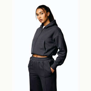 Sudadera con capucha extragrande de tejido grueso con cremallera y logotipo personalizado bordado, 100% algodón, para hombre, estilo hombros caídos, para otoño - Product Image 4