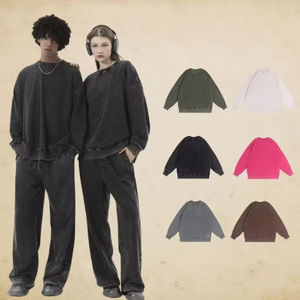 Sudadera de punto retro desteñida por el sol para Hombre | Patrón impreso | Ajuste de gran tamaño con hombros caídos | Ropa de invierno de alta calidad - Product Image 1