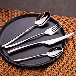 Ustensiles de cuisine de restaurant réutilisables, personnalisés de luxe, couverts en acier inoxydable, vaisselle plaquée argent, miroir poli, poignée martelée - Product Image 4