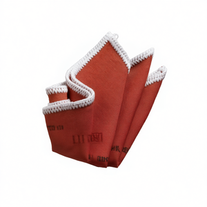 Handmade Knitted <b>Edge</b> Signature Border Linen Pocket <b>Square</b> Brick Color Blazer Suit Accessory for Dining - Product Image 3