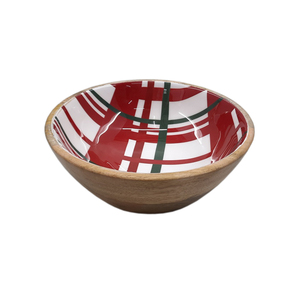 Cuenco para servir de comida de madera hecho a mano, cuenco redondo de madera de mango, pegatina, cuenco para servir CENA DE MESA esmaltado - Product Image 5