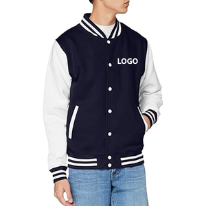 Chaquetas Universitarias de Talla Grande al por Mayor, Chaquetas Varsity Lisas con Logotipo Personalizado Bordado, Cuello Alto, Chaquetas Delanteras para Hombre - Product Image 1
