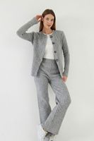 Ensemble cardigan côtelé et pantalon large pour femme, boutonnage frontal, coupe décontractée, vente en gros fabricant