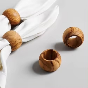 Nouveau Style luxe rond de serviette en bois pour fête et mariage décoration de table forme carrée porte-anneau de serviette - Product Image 2