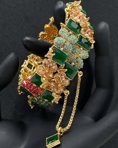 Diseñe sus propios conjuntos de brazaletes Moda de lujo Ropa nupcial Conjunto de joyería artificial Señoras Chapado en oro de lujo - Product Image 2