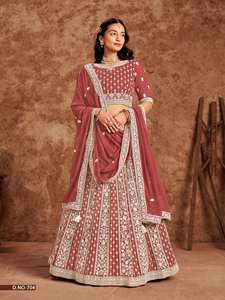 Élégance Dressing Attractive Trending Outfit Faux Georgette Lehenga Choli & Dupatta Avec Fil Et Séquence Travail Femme Mode - Product Image 4