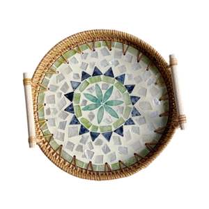 ถาดเสิร์ฟพร้อมถาดหวายตกแต่งสำหรับร้านอาหารในบ้านหรืองานเลี้ยง - Product Image 3