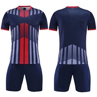 Setelan Jersey Sepak Bola Kustom Warna Logo Kustom Seragam Tim Sepak Bola Pria Setelan Olahraga Lengan Pendek Tracksuit Poliester yang Dipersonalisasi