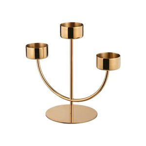 Bougeoir en fil de métal forgé avec 3 bras pour la maison décorer bougeoir en métal de taille personnalisée pour hôtel - Product Image 1