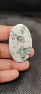 Cabochon d'agate d'arbre naturelle de haute qualité, pierre précieuse verte en vrac pour la fabrication de bijoux, tailles mélangées - Product Image 4