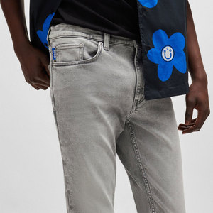 Trendy Pants <b>Men</b> <b>Jean</b> Pants Cotton Breathable Washed Straight Solid Color Denim Pants <b>Elastic</b> <b>Waist</b> Custom <b>Jeans</b> OEM Serviced - Product Image 4