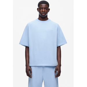 T-shirts en polyester tricoté lourd, col rond uni, personnalisables, coupe oversize, anti-boulochage, pour hommes, style streetwear - Product Image 1