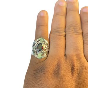 แหวนพลอย925สเตอร์ลิงสำหรับทุกเพศแหวนพลอยโกเมนธรรมชาติทันสมัยการออกแบบขอบสำหรับงานแต่งงานงานหมั้นชุดปาร์ตี้ - Product Image 3