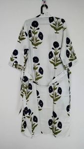Women's Cotton Robe Handmade Block Print Kimono Nightwear Dress Floor-Length Bridesmaid Gown Comfortable Beachwear Washable - Product Image 5