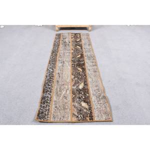 Tapis Moderne Vintage Turc Marron Beige Motif Géométrique 250X410 cm Laine Latex pour Chambre Couloir Rectangle Rayé Design - Product Image 1