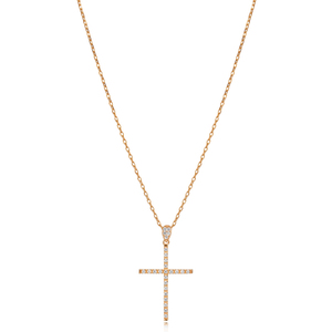 Collar con Colgante de Cruz Clásica de Moda Cristiana con Circonita Transparente, Joyería de Plata de Ley 925 Hecha a Mano en Turquía - Product Image 3