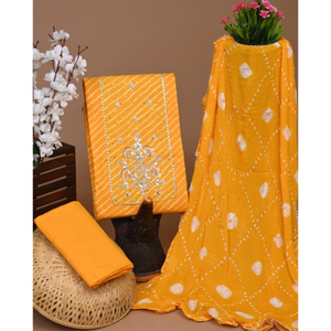 Costume en coton avec mousseline dupatta et zari gotapatti pour un look luxueux Costume en coton durable avec mousseline dupatta - Product Image 4