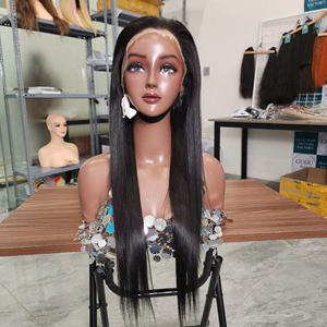 Cheveux lisses et soyeux avec devant en dentelle, cheveux de bébé lisses sans colle, pour femmes noires, cheveux humains vietnamiens, couleur 1b - Product Image 1