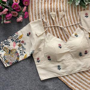 Evergreen Design Pur Khadi Coton Avec Broderie Travail Blouse Fabricant Et Fournisseur De Surat Au Taux Le Plus Bas - Product Image 3