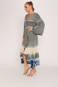 2024 Mode OEM Marque Privée Tie Dye Maxi Robe avec Motif Solide Fantaisie Conçu Maxi Robe À Vendre Par Les Exportateurs Indiens - Product Image 4