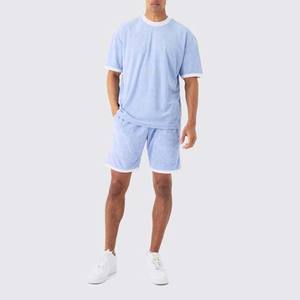 Ensemble de vêtements de sport pour homme avec impression de logo personnalisé, ensemble décontracté uni en deux pièces, t-shirt et short, taille XL pour l'été, ensembles jumeaux 2026 - Product Image 6