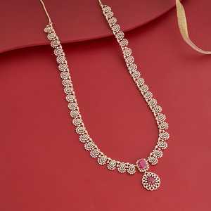 Zircon Bezel-Set <b>Necklace</b> for Wedding-Inlay Technology - Product Image 2