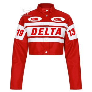 Greek Delta | Sigma | Theta | DST Sorority Clothing Faux Leather Motorcycle Racing Moto Crop Jacket Greek Paraphernalia - Product Image 1