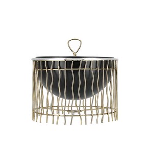 Plato de frotamiento de metal plateado y dorado, calentador de alimentos - Product Image 3