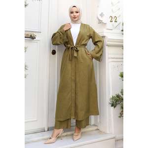 Ensemble kimono chic noir 2 pièces à col rond, longueur midi, 100% polyester - Product Image 6