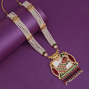 Conjunto de joyas de latón de aspecto elegante chapado en oro Rajwadi tradicional indio con pendientes - Product Image 2