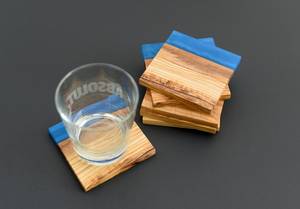 Gloss Finish Resin and Wooden Coasters with Stone Effect Perfect for Restaurants, Hotels,Hospitality Suppliers and Food Service - Product Image 3