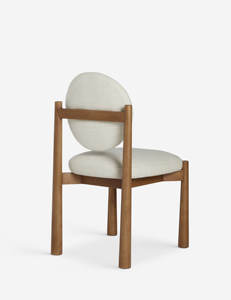 Chaise de salle à manger élégante en bois avec coussin rond crème - Product Image 4