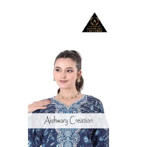 AISHWARY CREATION Stylish Printed Cotton <b>Kaftan</b> <b>Plus</b> <b>Size</b> Muslim Women Middle East All-Day Modest Loose Fit Long Sleeve - Product Image 3