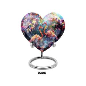 Crystal Garden Flamingo Dance Bird Heart Urna de cremación para cenizas Urna funeraria para cenizas de adultos Urna de mujer con bolsa de terciopelo gratis - Product Image 1