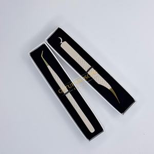 Pinzas para Extensión de Pestañas de Acero Inoxidable, Pinzas de Aislamiento con Punta de Fibra, Recubrimiento en Polvo, Color Nude, Punta Dorada, Herramienta Profesional para Pestañas - Product Image 2