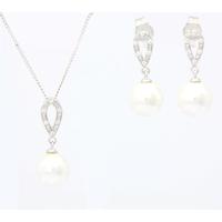 Collier en argent sterling plaqué rhodium sur mesure, bijoux classiques pour mariage et fête, ensemble de perles en cadeau